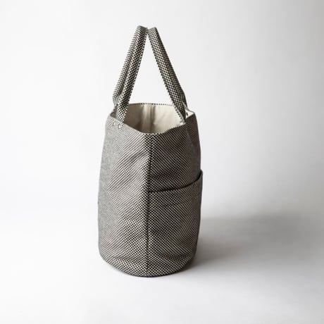 sasicco Bucket Bag – Black, Mikawa Sashiko Cotton with Judo Fabric Handles