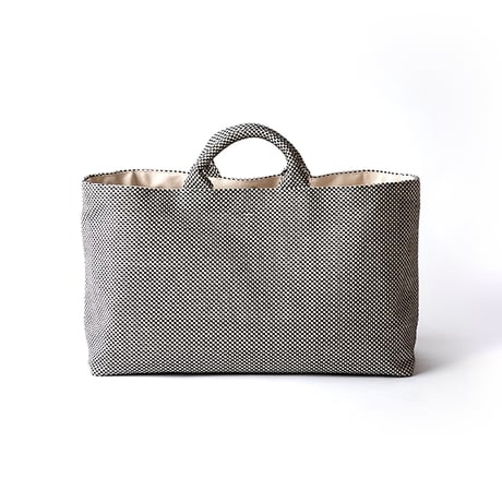 sasicco Funagata Tote – White & Black Checkered, Mikawa Sashiko Cotton with Judo Fabric Handles