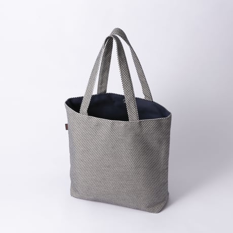 sasicco Congress Bag – White & Black Checkered, Mikawa Sashiko Cotton with Judo Fabric Handles