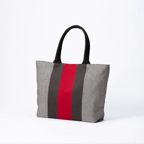 sasicco Ray Tote – White & Black Checkered, Mikawa Sashiko Cotton with Judo Fabric Handles