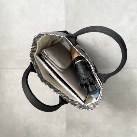 sasicco ポイントバッグ 白と黒の市松 | 三河木綿 刺子織 | タネイ | 柔道着のカバン | point bag | white & black