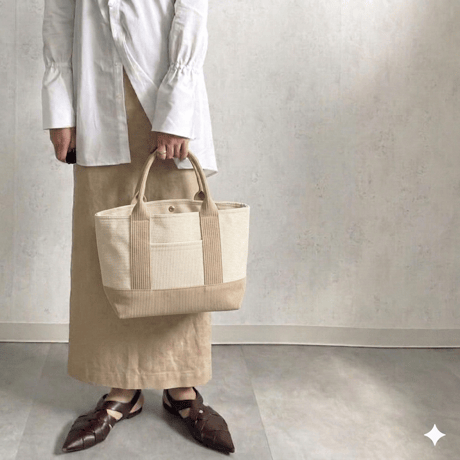 sasicco OBIトートミニ２way ピンクベージュ | オビトートミニ | 三河木綿 刺子織 | 柔道着のカバン | obi tote mini 2way bag | pink beige