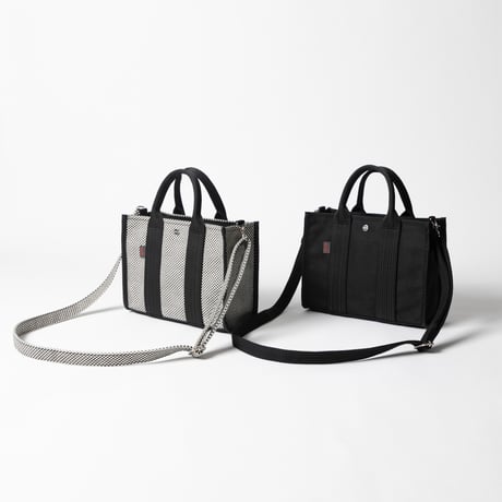 sasicco Square Tote S – White & Black Checkered, Mikawa Sashiko Cotton with Judo Fabric Handles