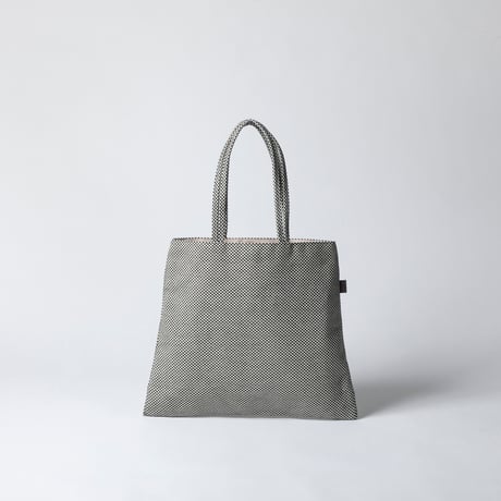 sasicco Trape Tote Mini – White & Black Checkered, Mikawa Sashiko Cotton with Judo Fabric Handles