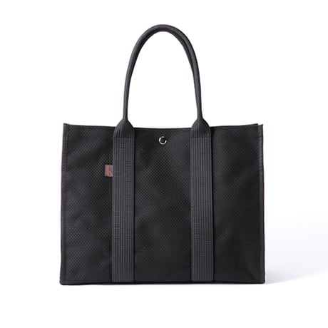 sasicco Square Tote L – Black, Mikawa Sashiko Cotton with Judo Fabric Handles