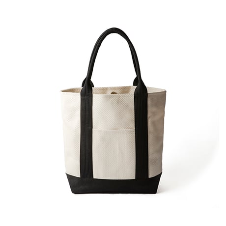 sasicco OBI Tote (Vertical) – White, Mikawa Sashiko Cotton with Judo Fabric Handles