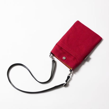 sasicco スマホショルダー 赤 | 三河木綿 刺子織 | タネイ | 柔道着のカバン | smart phone shoulder bag | red