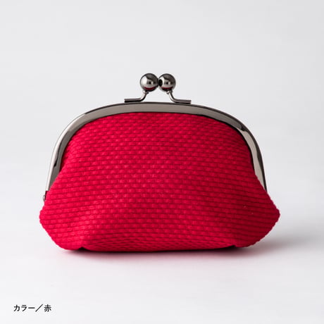 sasicco Gamaguchi Pouch – Red, Mikawa Sashiko Cotton with Judo Fabric Detail