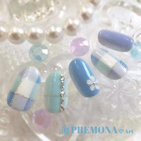【5枚セット】ペールパステルチェック(ブルー)/SET1060-1064