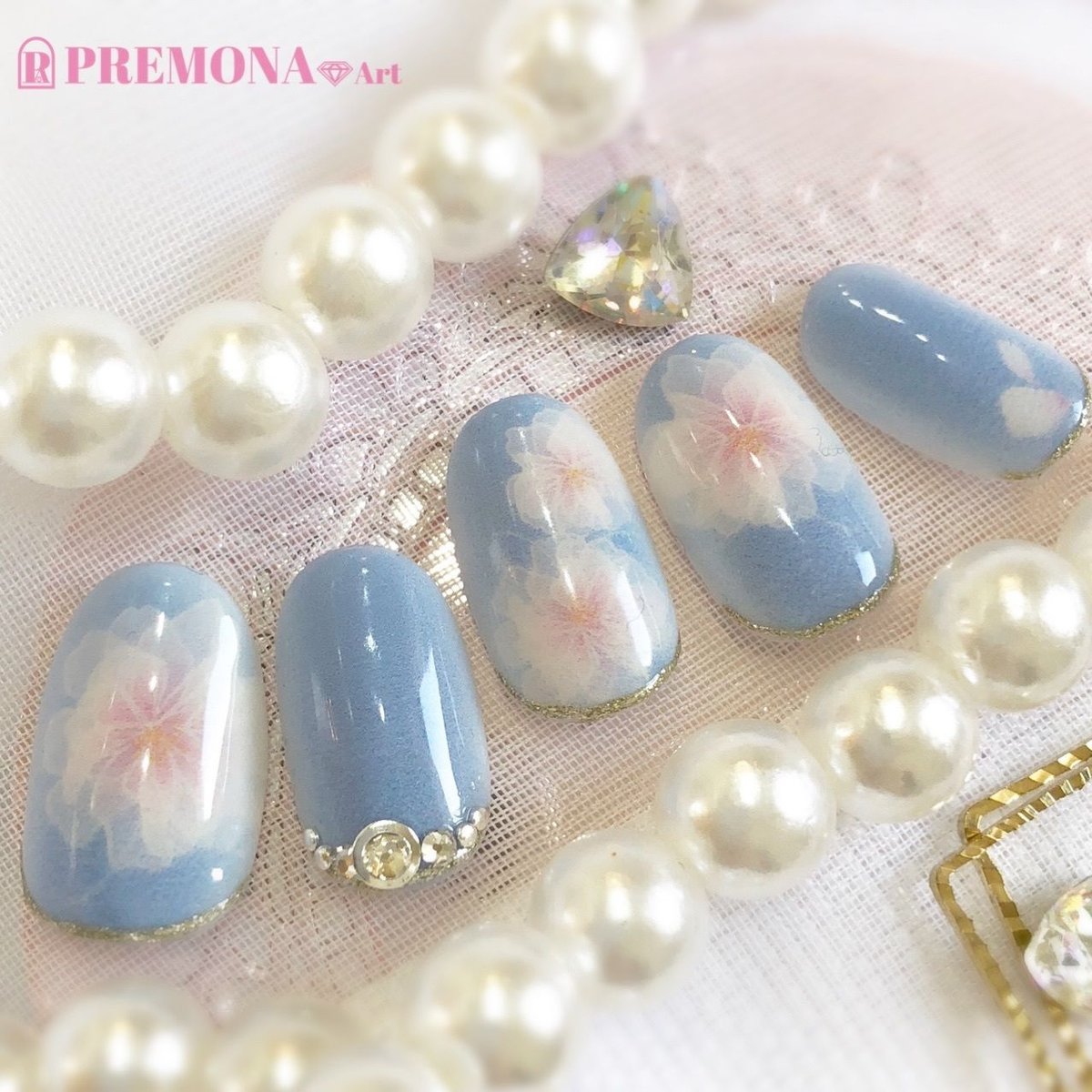 ハンドメイド  桜 桜色ではなくブルーで 0_984d853c4696409f15b4bf179c02