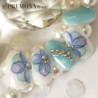 【5枚セット】たらしこみフラワー（ウォーターブルー）/SET930-934