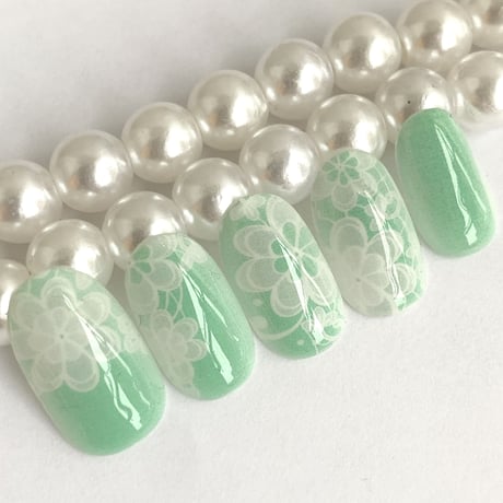 【5枚セット】お花のレース（ライトグリーン）/SET2170-2174