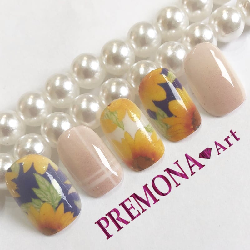 10枚セット】ひまわり（ネイビー）/SET60-64 | PREMONA💎Art