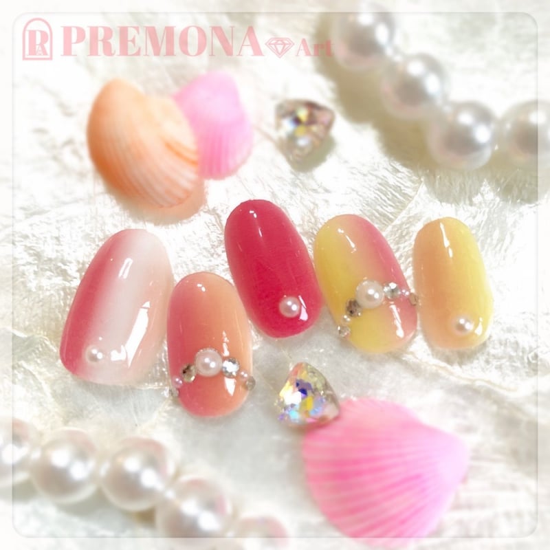 5枚セット】縦グラデーション(ローズピンク＆オレンジ）/SET1590-1594