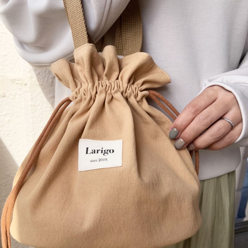 巾着バッグ（ウーロン、栗染め） | Larigo