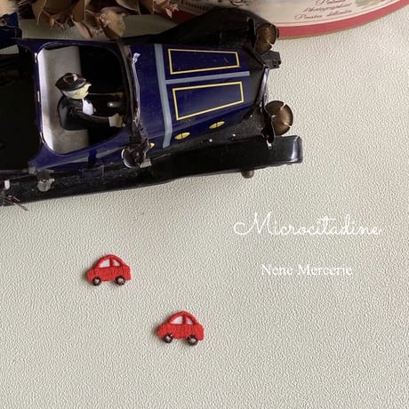 ミニカー/レッド/2枚セット/刺繍アイロンワッペン