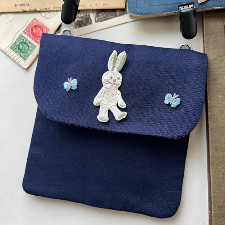 ちょうちょ【ブルー】2個セット /アイロンワッペン/刺繍