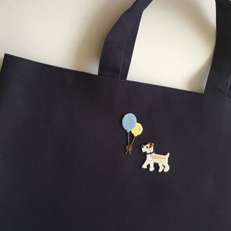 テリア　ポールくん/ブルー/刺繍アイロンワッペン