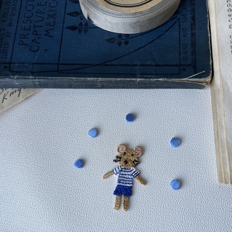 ドット[ブルー] / 6枚セット/刺繍アイロンワッペン