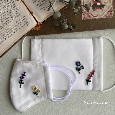 ワイルドフラワー/ピンクブルー/2枚セット/刺繍アイロンワッペン