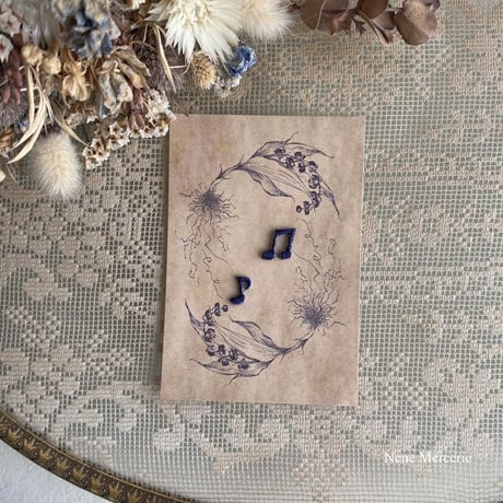 音符ネイビー/ 2種類2枚セット/刺繍アイロンワッペン