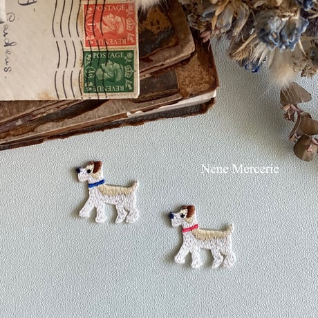 テリア　ポールくん/ブルー/刺繍アイロンワッペン