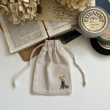 〈暮らしシリーズ〉お散歩/2枚セット/刺繍アイロンワッペ ン