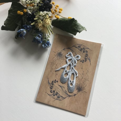 バレエシューズ/ブルー/刺繍アイロンワッペン