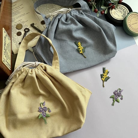 ミモザ/刺繍アイロンワッペン