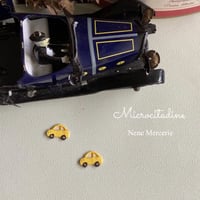 ミニカー/イエロー/2枚セット/刺繍アイロンワッペン