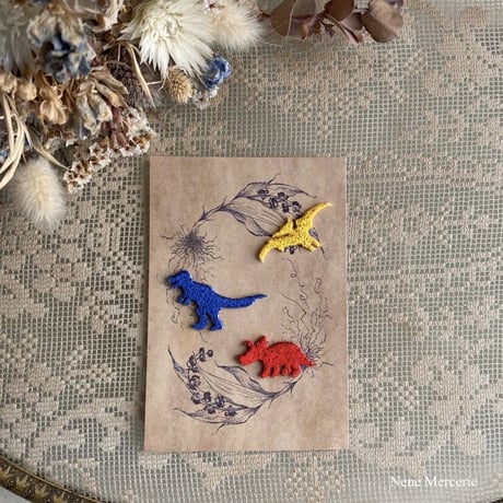 恐竜/ 3枚セット/刺繍アイロンワッペン