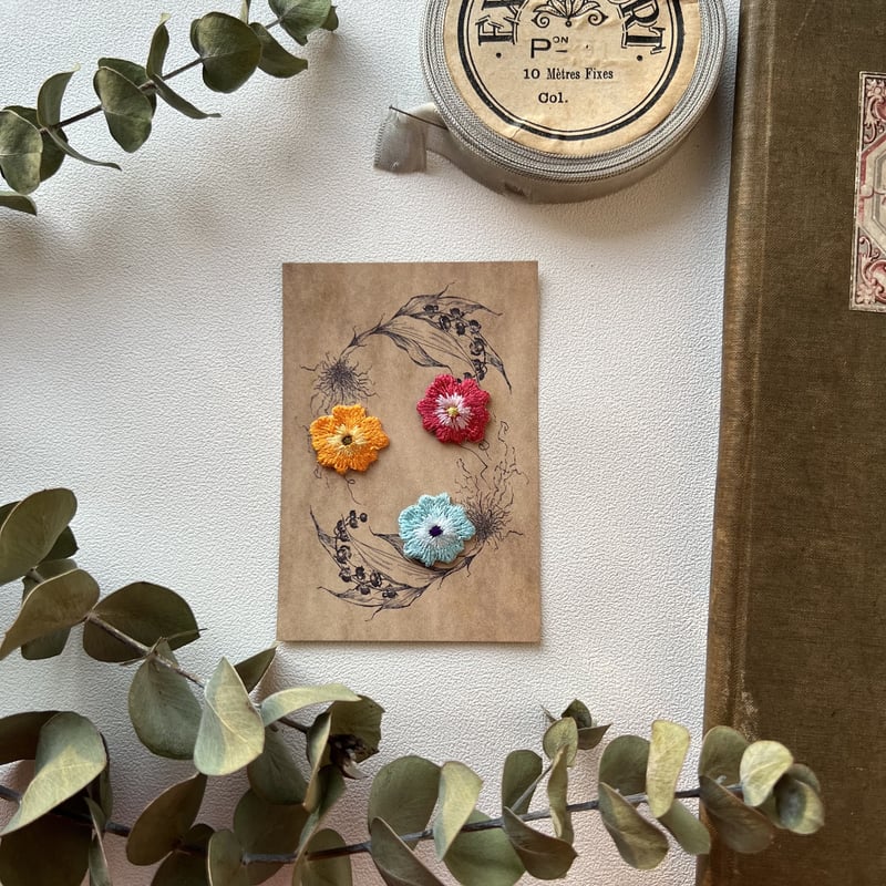 3輪のビビットフラワー・アイロンワッペン/3枚セット | ネネメルスリー