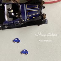 ミニカー/ブルー/2枚セット/刺繍アイロンワッペン