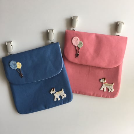 テリア　ポールくん/ブルー/刺繍アイロンワッペン