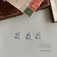 さくらんぼ/ブルー/3枚セット/刺繍アイロンワッペン