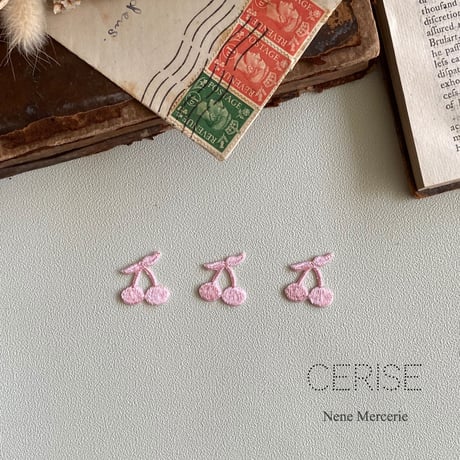 さくらんぼ/ピンク/3枚セット/刺繍アイロンワッペン