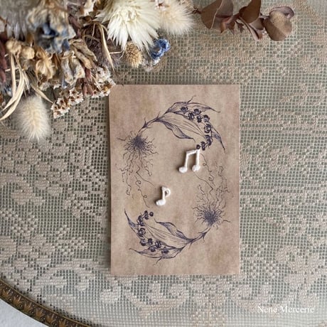 音符ホワイト/ 2種類2枚セット/刺繍アイロンワッペン