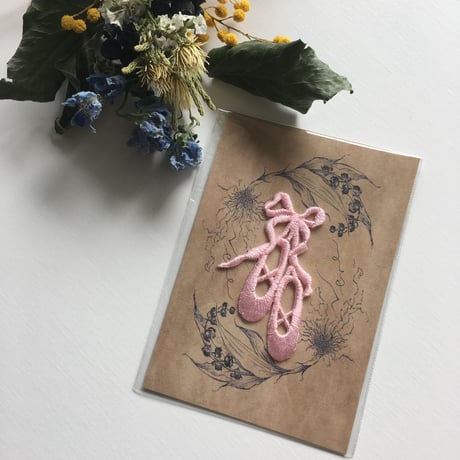 バレエシューズ/ピンク/刺繍アイロンワッペン