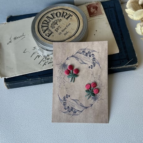 赤い実/ 2枚セット/刺繍アイロンワッペン