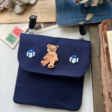 プレゼント【ブルー】2個セット /アイロンワッペン/刺繍
