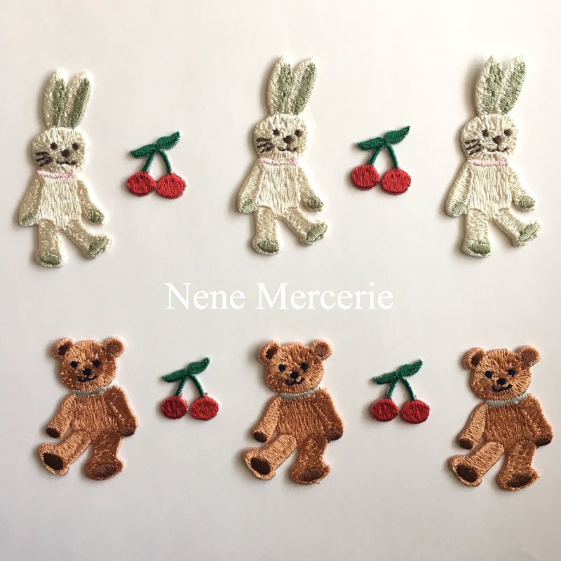さくらんぼ/レッド/3枚セット/刺繍アイロンワッペン | ネネメルスリー
