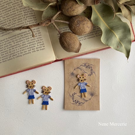ネズミの男の子ポアロくん/1枚/刺繍アイロンワッペン