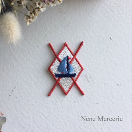 アーガイル/ヨット/刺繍アイロンワッペン