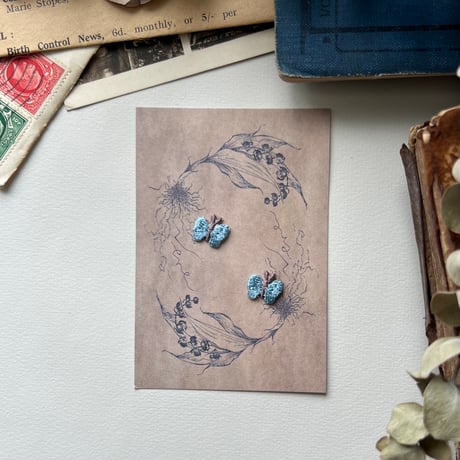 ちょうちょ【ブルー】2個セット /アイロンワッペン/刺繍