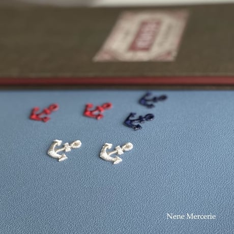 イカリ/ホワイト/ 2枚セット/刺繍アイロンワッペン