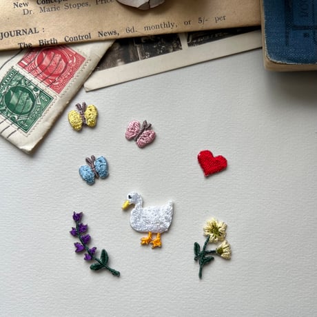 ちょうちょ【ブルー】2個セット /アイロンワッペン/刺繍