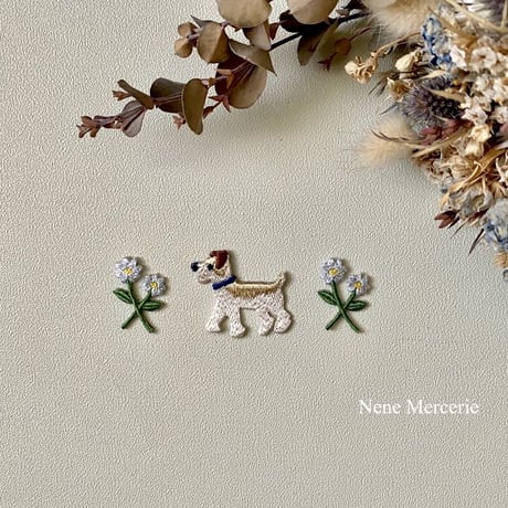 テリア　ポールくん/ブルー/刺繍アイロンワッペン