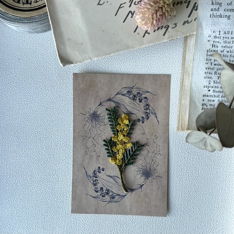 ミモザ/刺繍アイロンワッペン