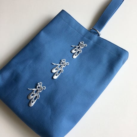 バレエシューズ/ブルー/刺繍アイロンワッペン