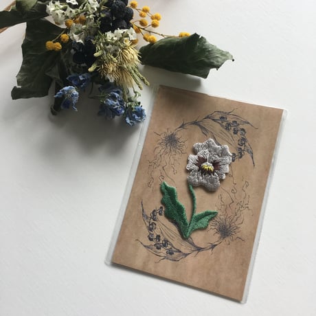 パンジー/刺繍アイロンワッペン